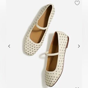 Madewell Greta Ballet Flats Ecru Studded Size 7